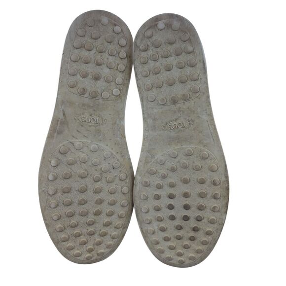 Tod's Metallic Gold Leather Slip On Loafers Rope Trim Womens Size 6 36 Comfort - Picture 8 of 11